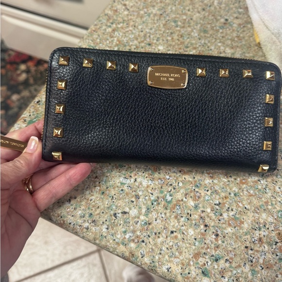 Michael Kors Handbags - Michael Kors Black Wallet with Gold Studs